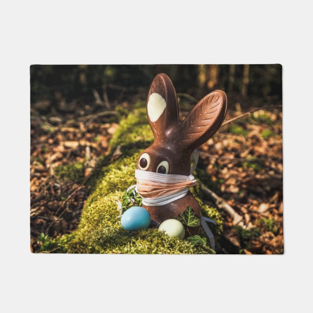 Chocolate Corona Easter Bunny Doormat (Front)