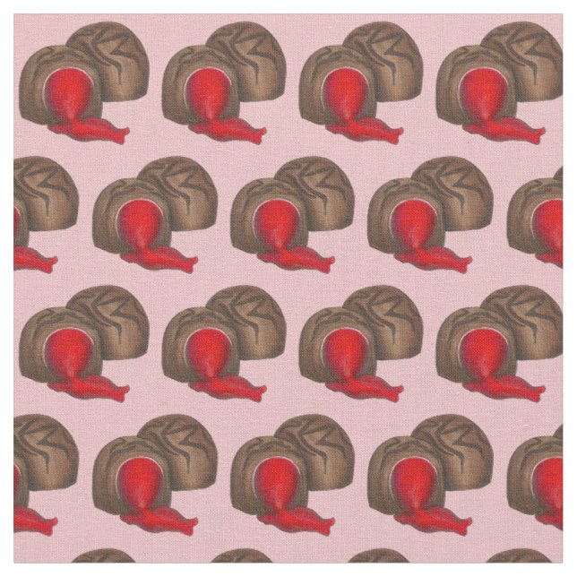 Chocolate Covered Cherry Cordials Valentine's Day Fabric (Close Up)