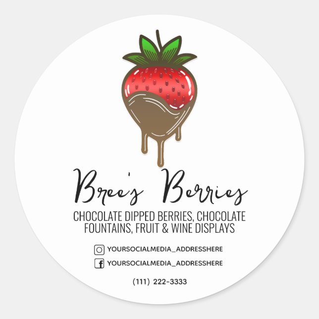 Chocolate Covered Dipped Strawberries Berries Classic Round Sticker (Front)
