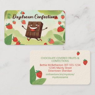 chocolate covered dipped strawberry confections business card