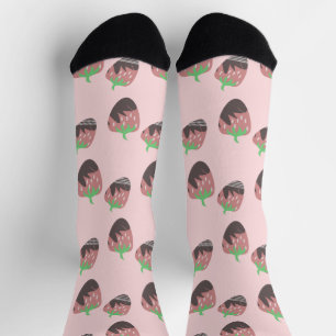 Chocolate Covered Strawberries Pink Fruit Socks