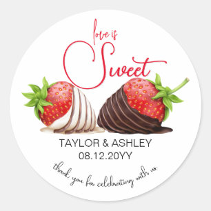 Chocolate Covered Strawberries   Wedding Classic Round Sticker