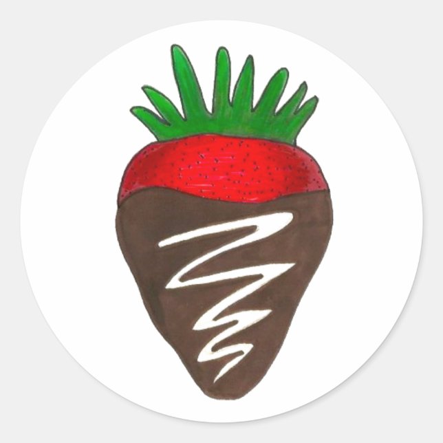 Chocolate Covered Strawberry Valentine's Day Berry Classic Round Sticker (Front)