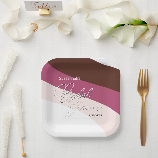 Chocolate Cream Raspberry Streams Custom Paper Plate (Wedding)
