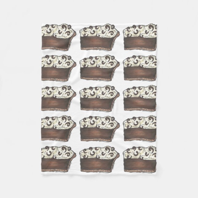 Chocolate Cream Slice Mississippi Mud Pie Foodie Fleece Blanket (Front)
