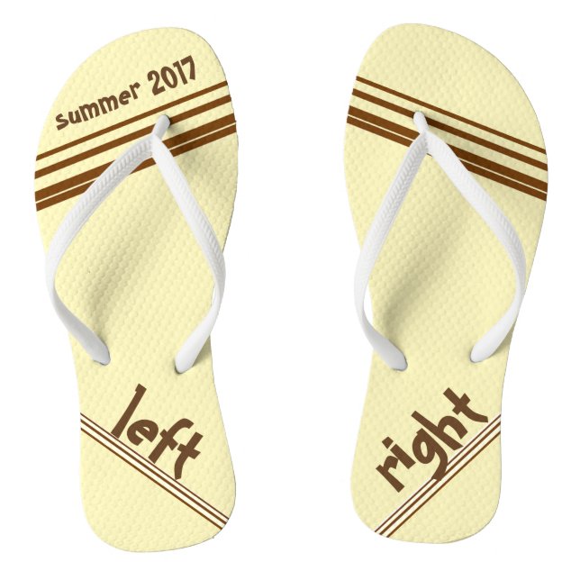 Chocolate Cream Stripe Left and Right Flip Flops (Footbed)