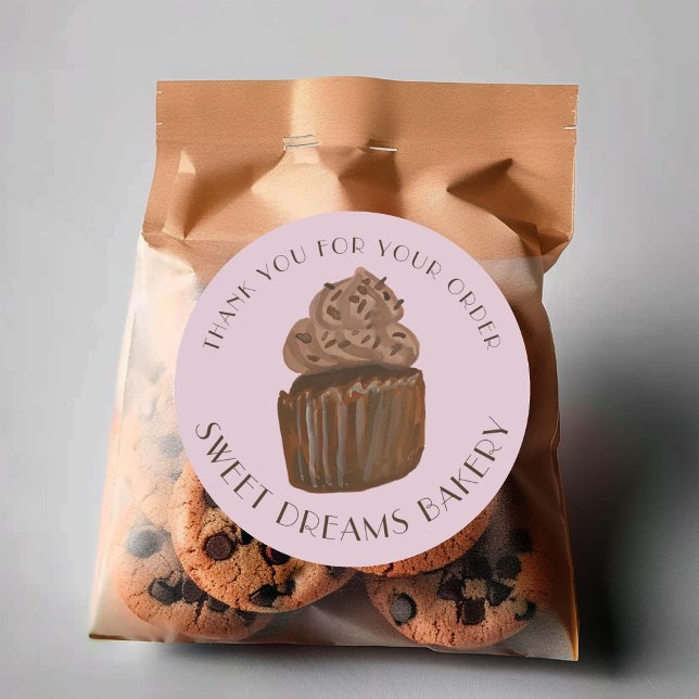 Chocolate Cupcake Catering Bakery ORDER THANK YOU Classic Round Sticker (Chocolate Cupcake Catering Bakery ORDER THANK YOU Classic Round Sticker
)