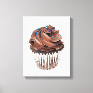 Chocolate Cupcake Hand-drawn Pencil Crayon Artwork Canvas Print