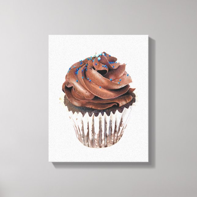 Chocolate Cupcake Hand-drawn Pencil Crayon Artwork Canvas Print (Front)