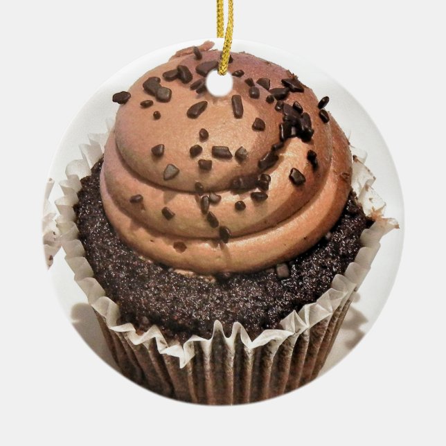Chocolate Cupcake Ornament Round (Front)