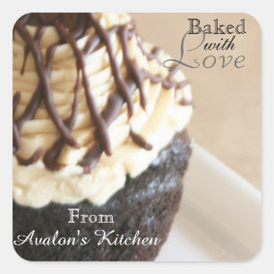 Chocolate Cupcake Square Baking Stickers