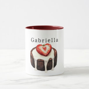 Chocolate Cupcake Strawberry Heart Mug