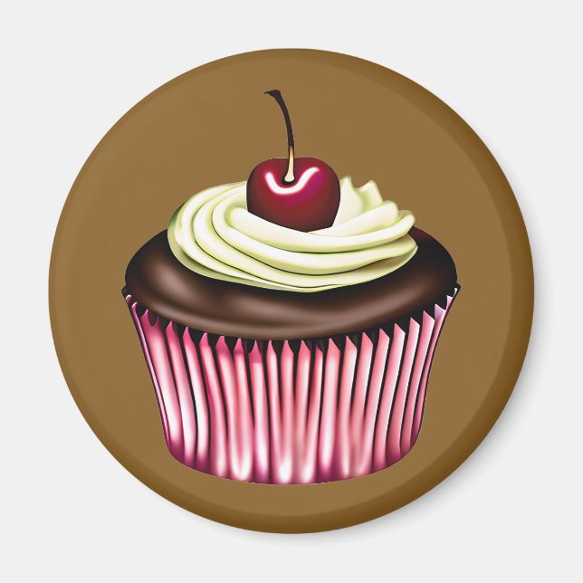 Chocolate Cupcake with a Cherry on Top  Magnet (Front)