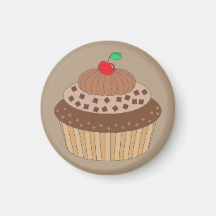 Chocolate Cupcake with Cherry on Top Magnet