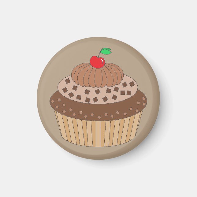 Chocolate Cupcake with Cherry on Top Magnet (Front)