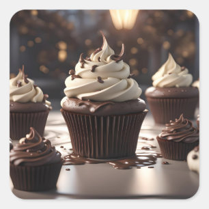 Chocolate Cupcakes Square Sticker