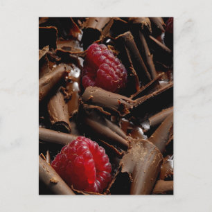Chocolate Curls and Raspberries Postcard
