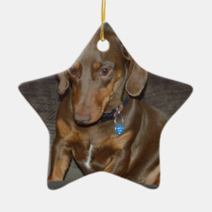 Chocolate Dachshund Ceramic Ornament