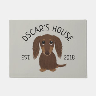Chocolate Dachshund Welcome Mat with Custom Text