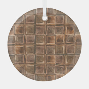 Chocolate Delight: Seamless Watercolor Pattern. Glass Ornament