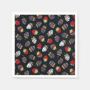 Chocolate Dipped Strawberries Pattern Napkins