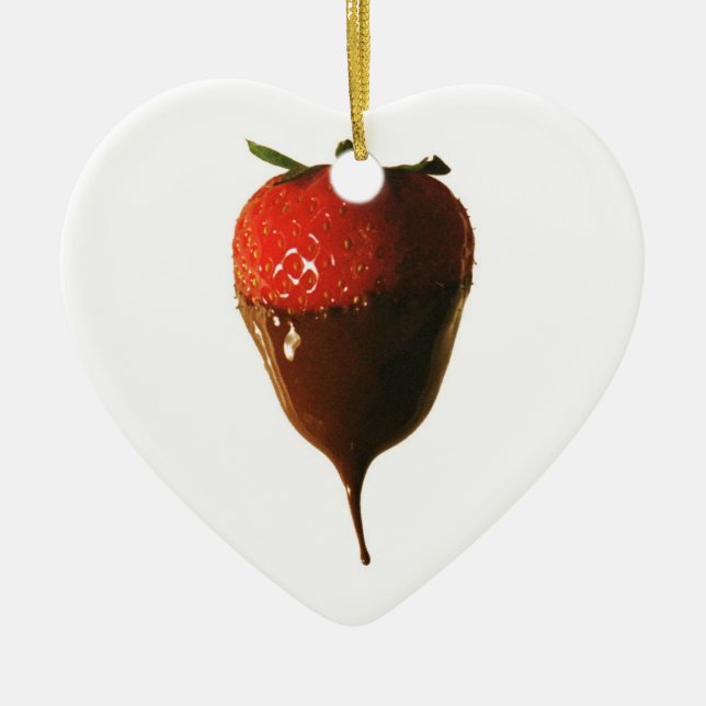 Chocolate dipped strawberry ceramic ornament (Front)