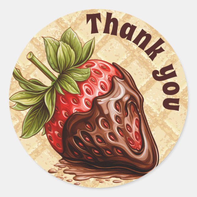 Chocolate dipped strawberry custom    classic round sticker (Front)