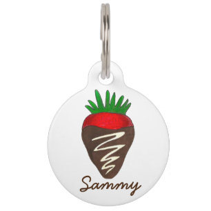 Chocolate Dipped Strawberry Personalized Foodie Pet Tag