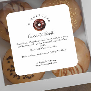 Chocolate Donut Watercolor Ingredient Product Square Sticker