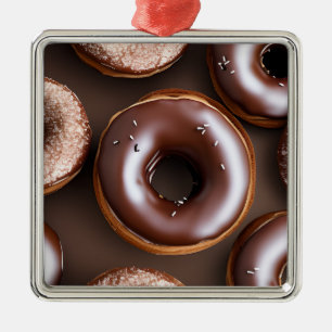 Chocolate Donuts with Sprinkles Christmas Metal Ornament