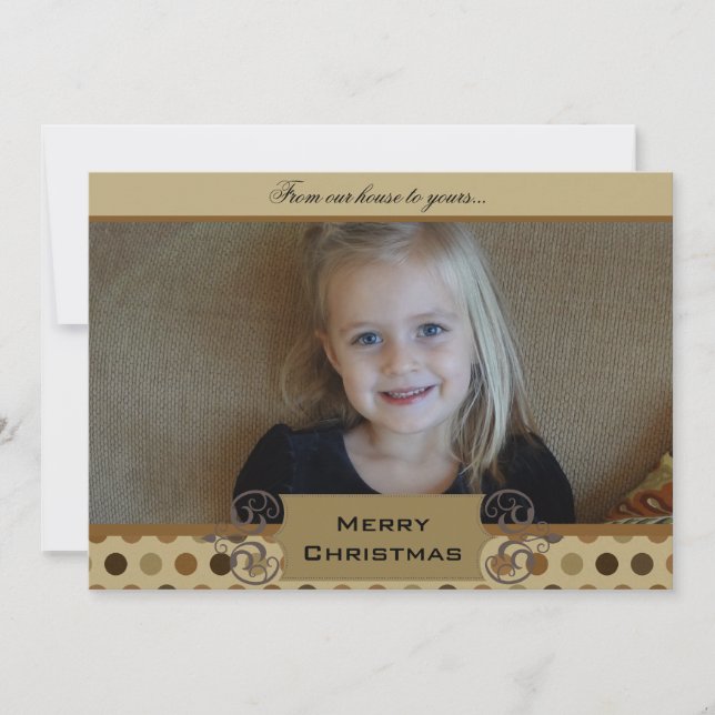Chocolate Dots Custom Photo Holiday Card (Front)