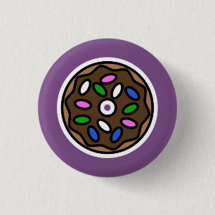 Chocolate Doughnut 1 Inch Round Button