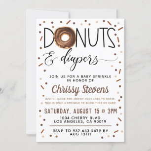 Chocolate Doughnut Baby Sprinkle Shower Invitation