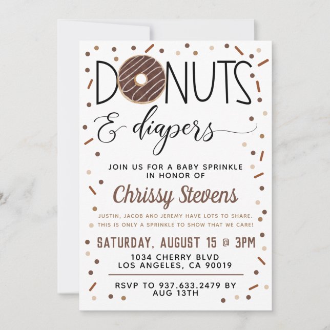 Chocolate Doughnut Baby Sprinkle Shower Invitation (Front)