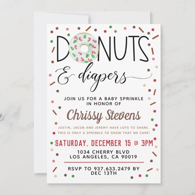Chocolate Doughnut Baby Sprinkle Shower Invitation (Front)