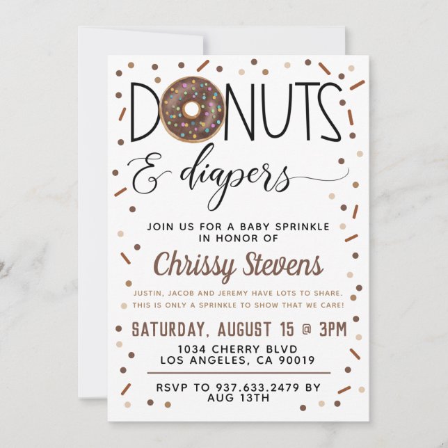 Chocolate Doughnut Baby Sprinkle Shower Invitation (Front)
