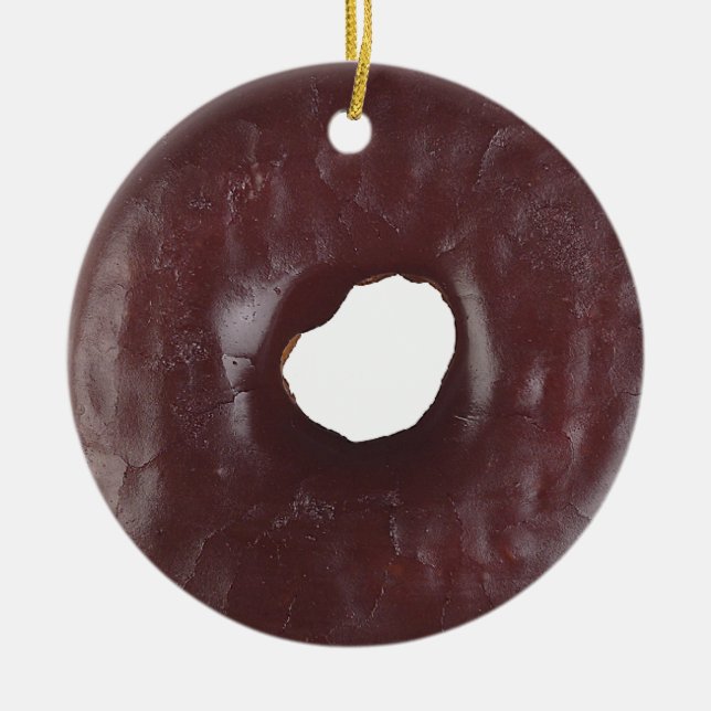 Chocolate Doughnut Ceramic Ornament (Front)