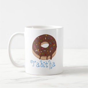 Chocolate Doughnut Custom Blue Name Coffee Coffee Mug