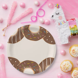 Chocolate Doughnut Delight Paper Plate