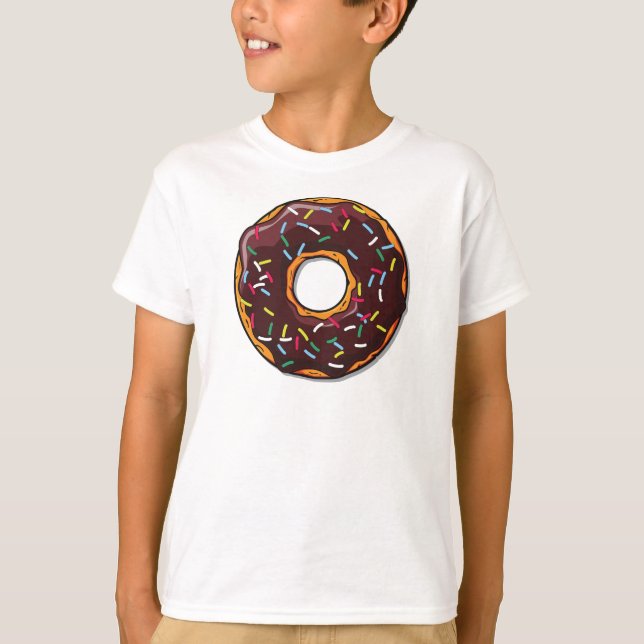 Chocolate Doughnut, Doughnut, Icing, Sprinkles, Gl T-Shirt (Front)