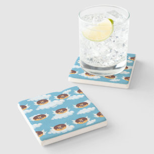 Chocolate Doughnut Food Humour Emoji Stone Coaster