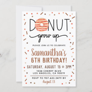 Chocolate Doughnut Grow Up Birthday Invitation