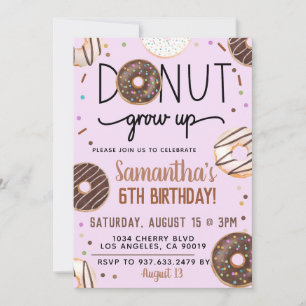 Chocolate Doughnut Grow Up Birthday Invitation