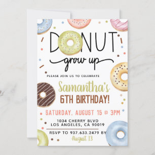 Chocolate Doughnut Grow Up Birthday Invitation