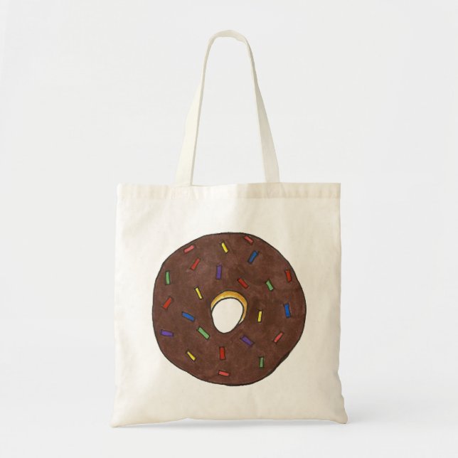 Chocolate Doughnut Rainbow Sprinkles Doughnut Tote Bag (Front)