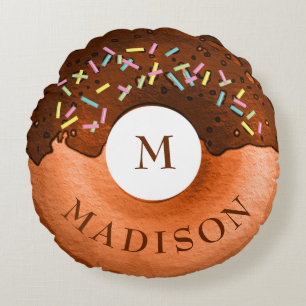 Chocolate Doughnut Round Pillow