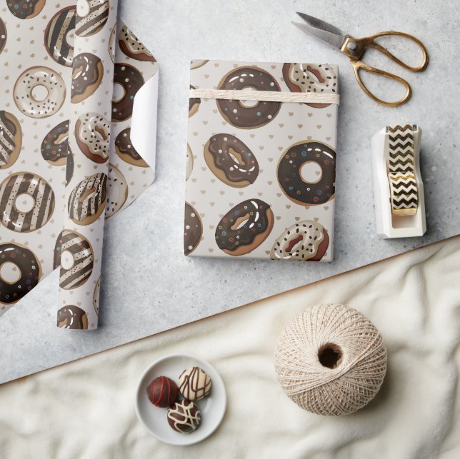 Chocolate Doughnut Sprinkle  Wrapping Paper (Crafts)
