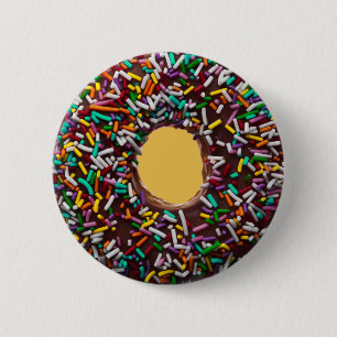 Chocolate Doughnut with colourful sprinkles 2 Inch Round Button