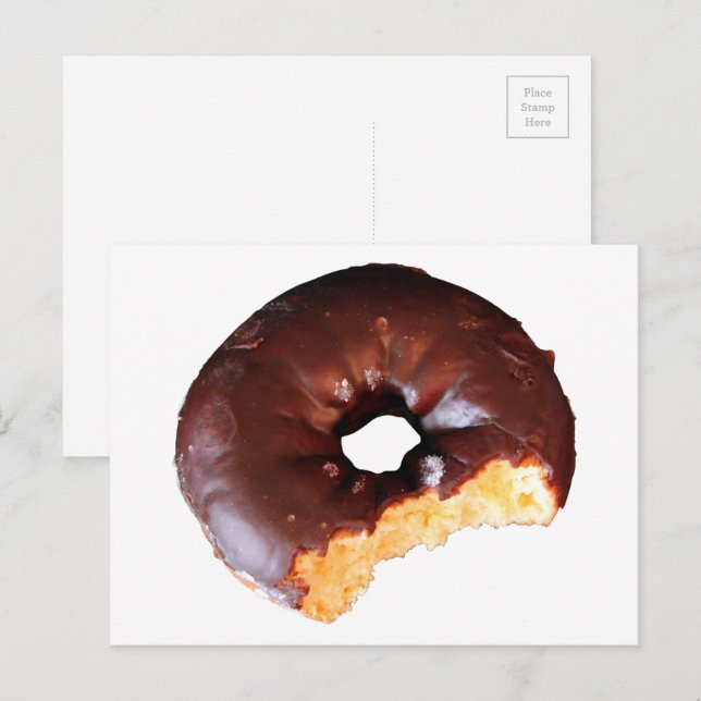 Chocolate Doughnut With Large Bite Taken Out of It Postcard (Front/Back)