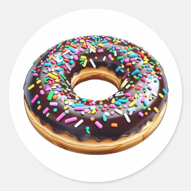 Chocolate Doughnut with Sprinkles Classic Round Sticker (Front)